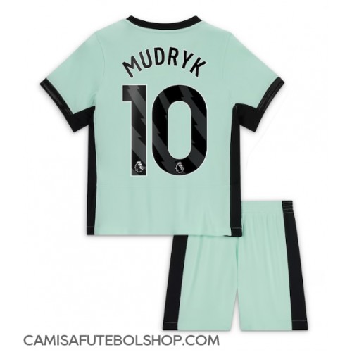 Camisa de time de futebol Chelsea Mykhailo Mudryk #10 Replicas 3º Equipamento Infantil 2023-24 Manga Curta (+ Calças curtas)